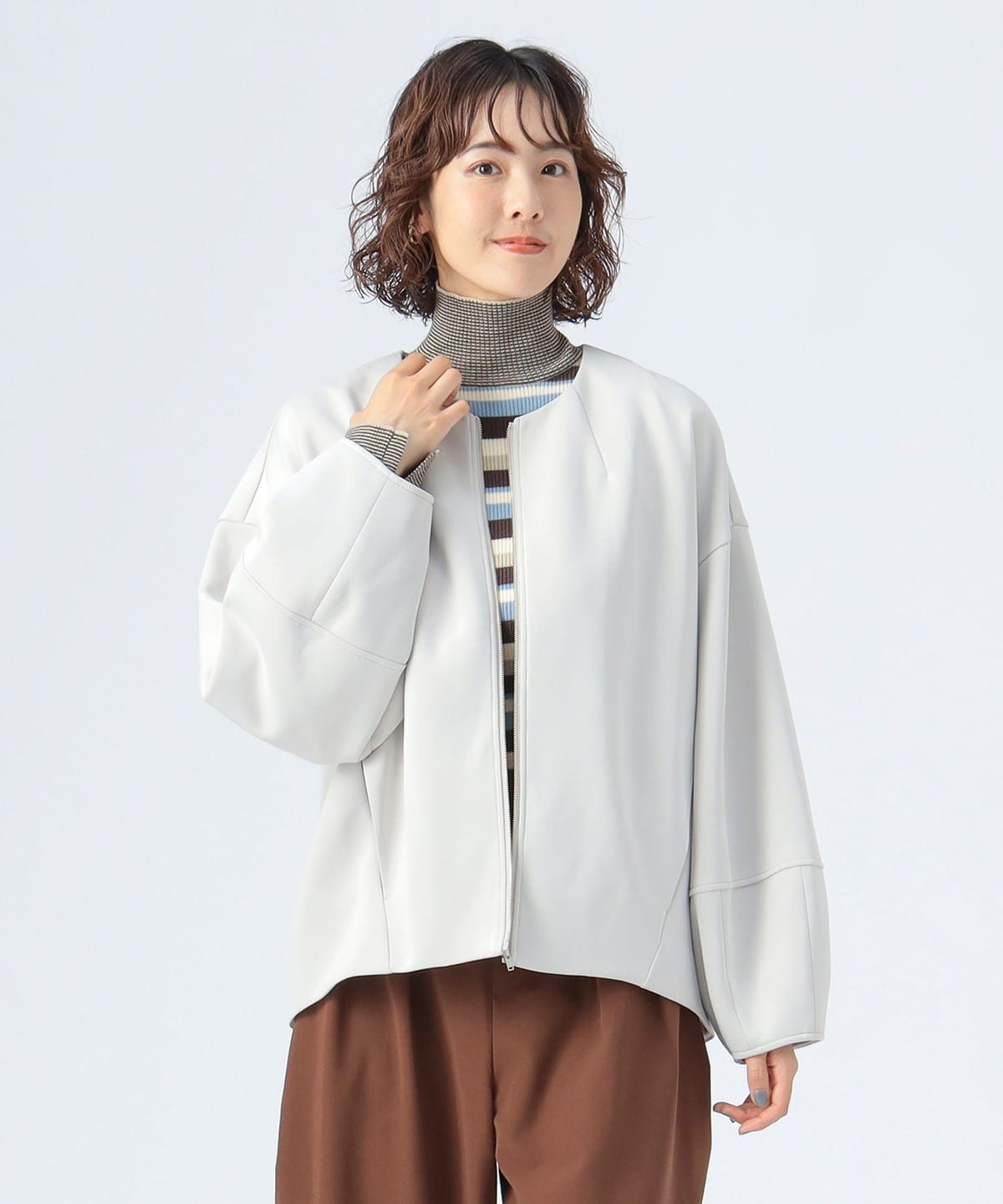 JOURNAL STANDARD ダブルフェイスコクーンCD シルクミックスブークレーダブルフェイス コクーンコート | maison