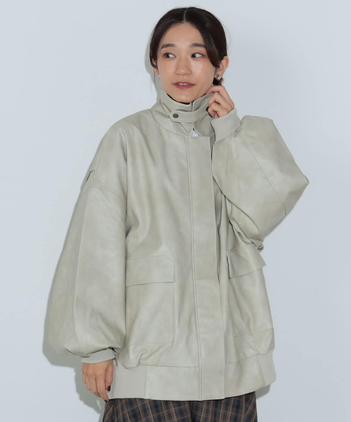ヴィンテージライク フェイクレザー ブルゾン ブルゾン WOMEN GREIGE ONE SIZE ヴィンテージライク フェイクレザー ブルゾン ブルゾン WOMEN GREIGE ONE SIZE