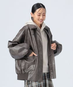 ヴィンテージライク フェイクレザー ブルゾン