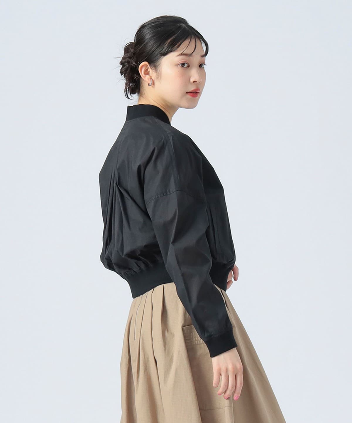 コットン MA-1 ショートブルゾン ブルゾン WOMEN BLACK ONE SIZE コットン MA-1 ショートブルゾン ブルゾン WOMEN BLACK ONE SIZE