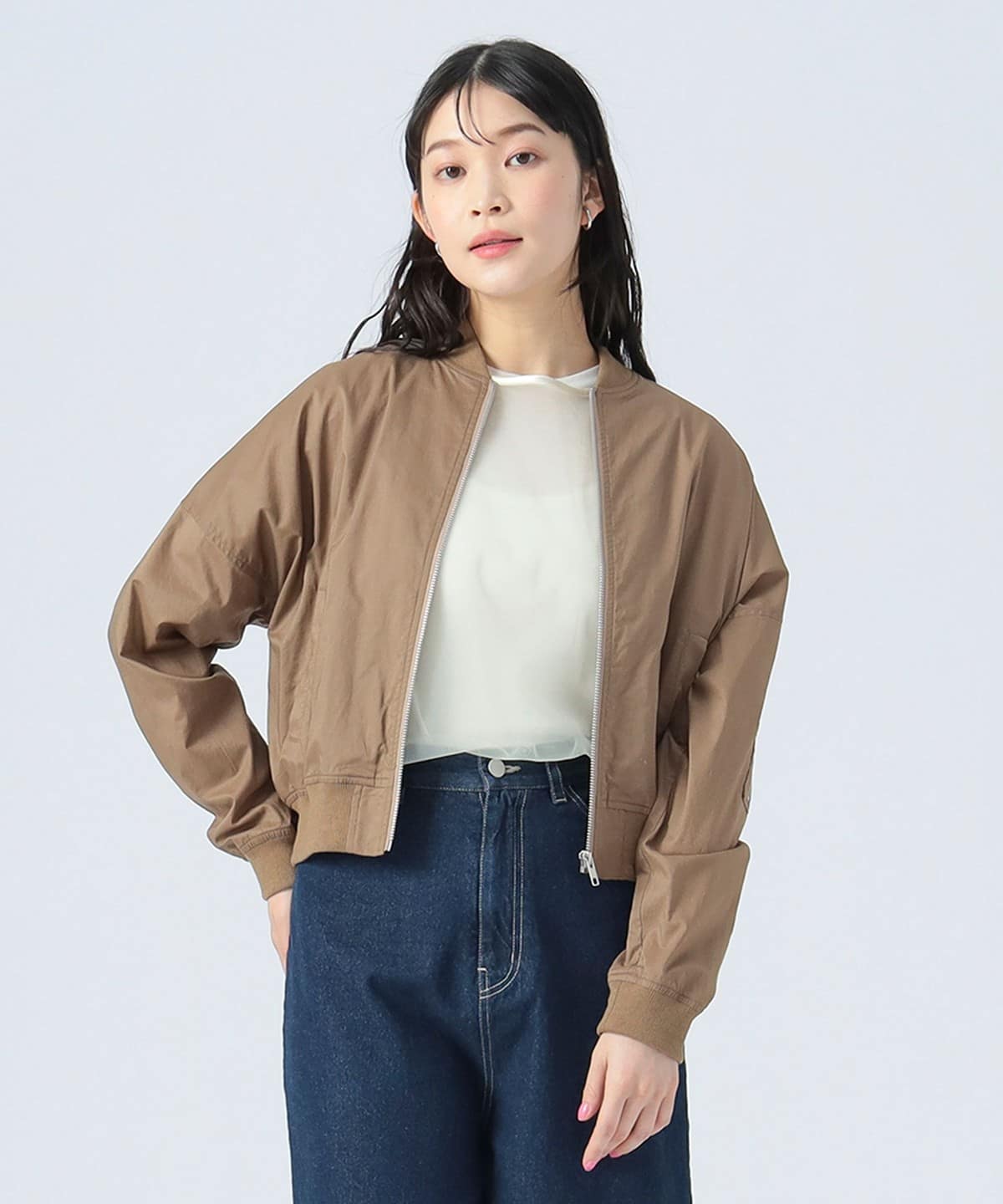 コットン MA-1 ショートブルゾン ブルゾン WOMEN BEIGE ONE SIZE コットン MA-1 ショートブルゾン ブルゾン WOMEN BEIGE ONE SIZE