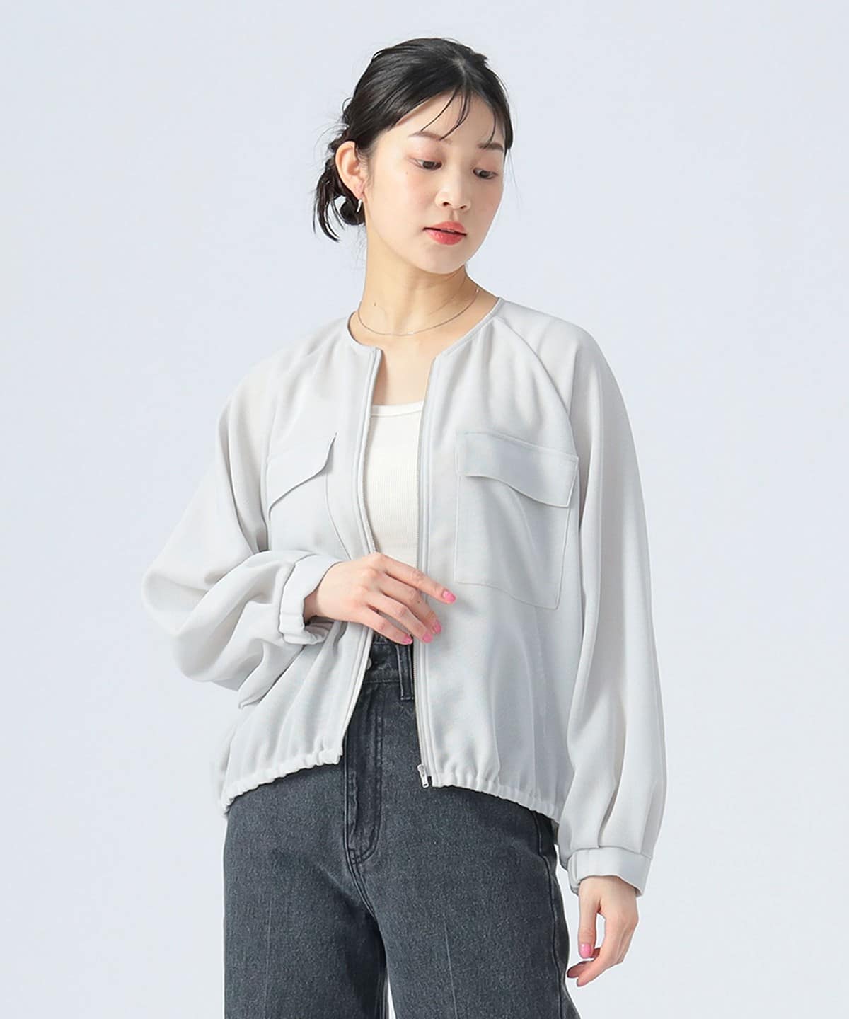 メッシュ ワーク ブルゾン ブルゾン WOMEN ICE GREY ONE SIZE メッシュ ワーク ブルゾン ブルゾン WOMEN ICE GREY ONE SIZE
