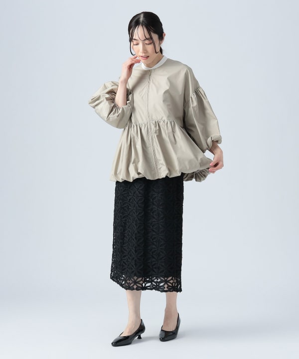 BEAMS HEART ベージュ バルーンスリーブ ジャケット BEAMS HEART（ビームス ハート）ボイル バルーンスリーブ