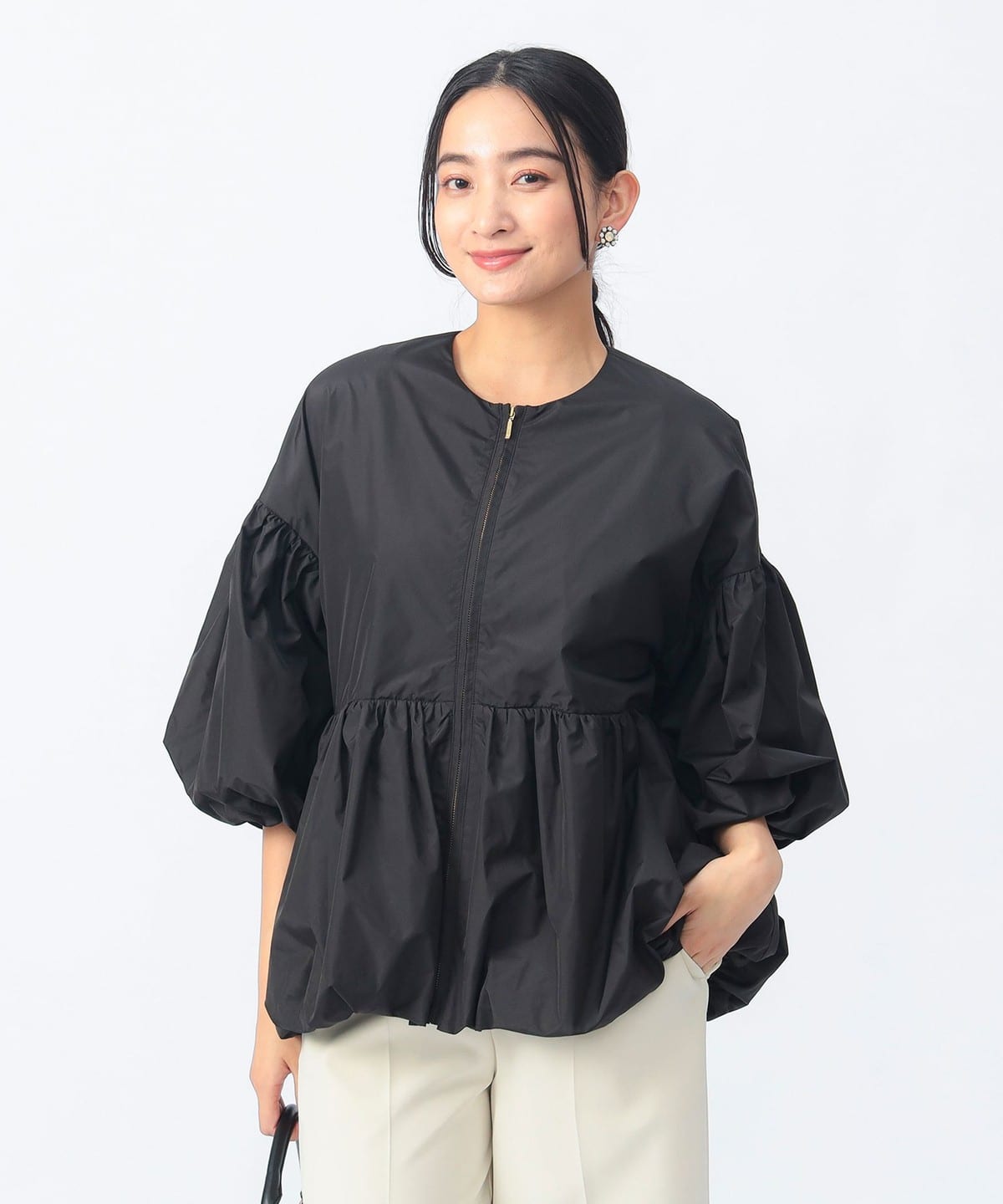 ノーカラー バルーン ブルゾン ブルゾン WOMEN BLACK ONE SIZE ノーカラー バルーン ブルゾン ブルゾン WOMEN BLACK ONE SIZE