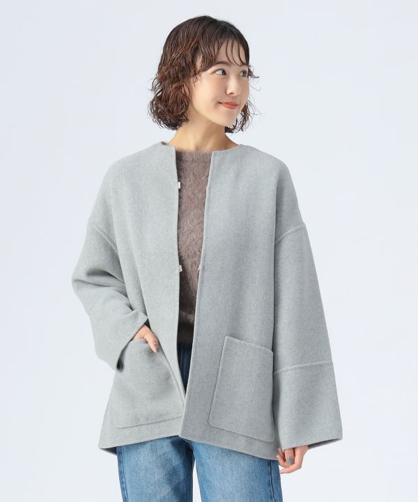 BEAMS HEART（ビームス ハート）リバー ノーカラー ハーフ ジャケット