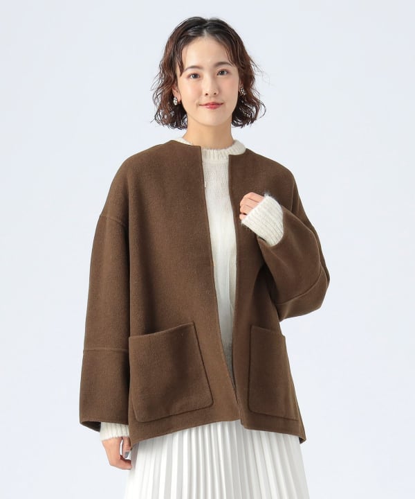 BEAMS HEART（ビームス ハート）リバー ノーカラー ハーフ ジャケット