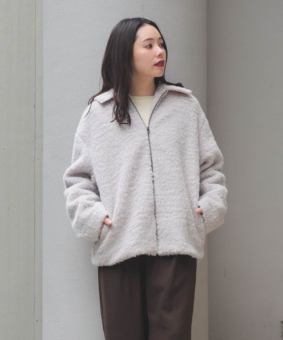 シャギー ドロスト ブルゾン ブルゾン WOMEN GREIGE ONE SIZE シャギー ドロスト ブルゾン ブルゾン WOMEN GREIGE ONE SIZE