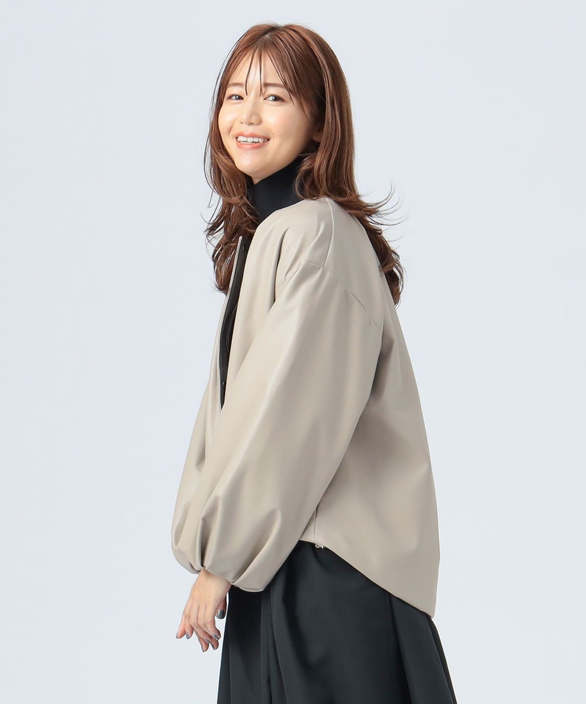 フェイクレザー コクーン ブルゾン ブルゾン WOMEN GREIGE ONE SIZE フェイクレザー コクーン ブルゾン ブルゾン WOMEN GREIGE ONE SIZE
