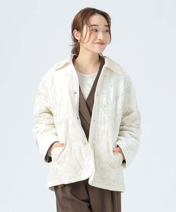 BEAMS HEART（ビームス ハート）ベロア 刺繍 ブルゾン（ブルゾン