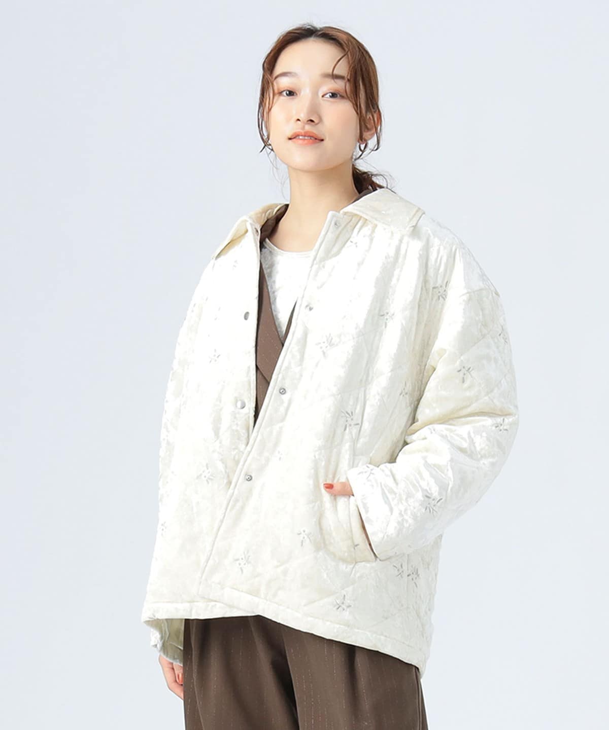 ベロア 刺繍 ブルゾン ブルゾン WOMEN IVORY ONE SIZE ベロア 刺繍 ブルゾン ブルゾン WOMEN IVORY ONE SIZE
