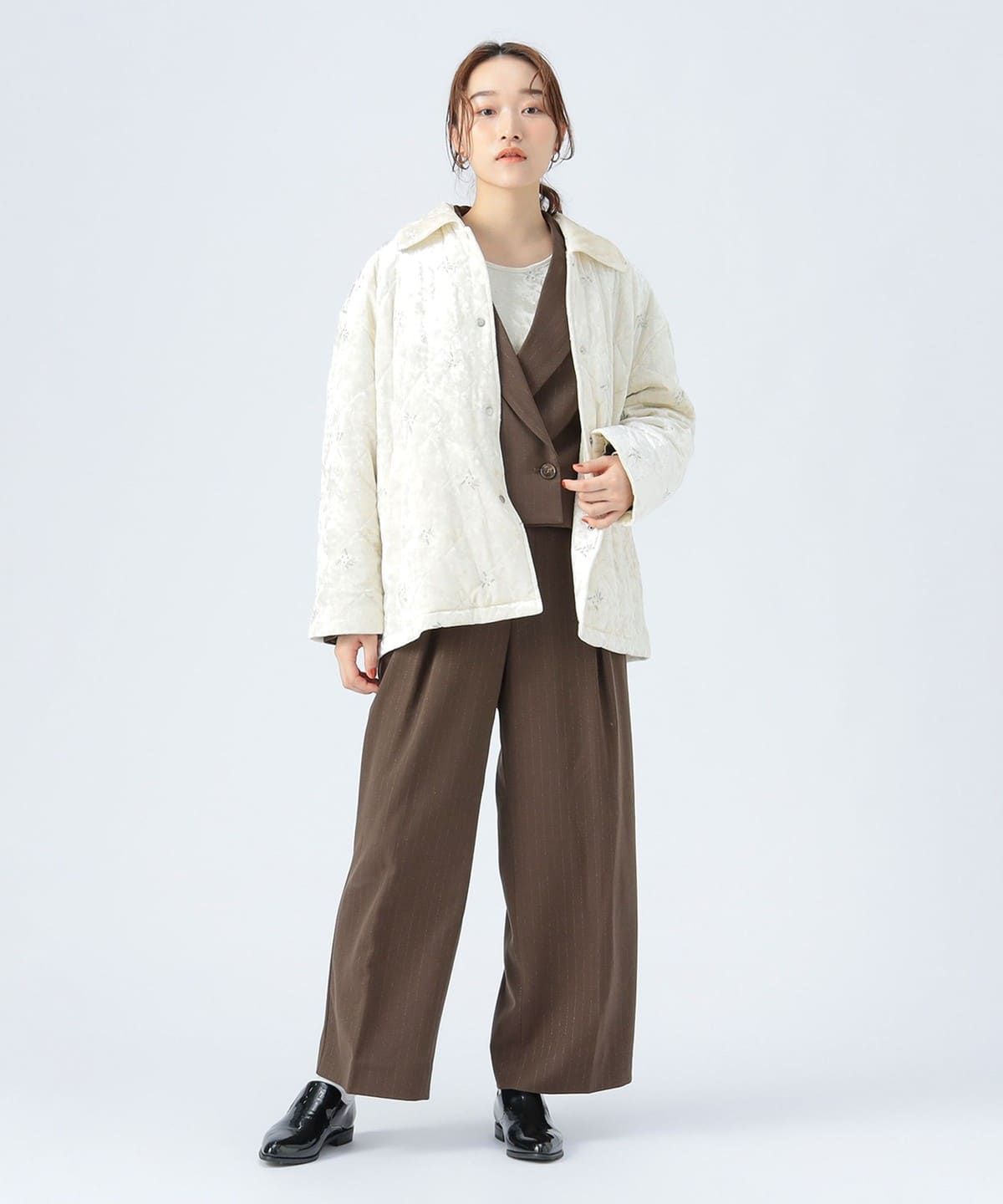 BEAMS HEART（ビームス ハート）ベロア 刺繍 ブルゾン（ブルゾン