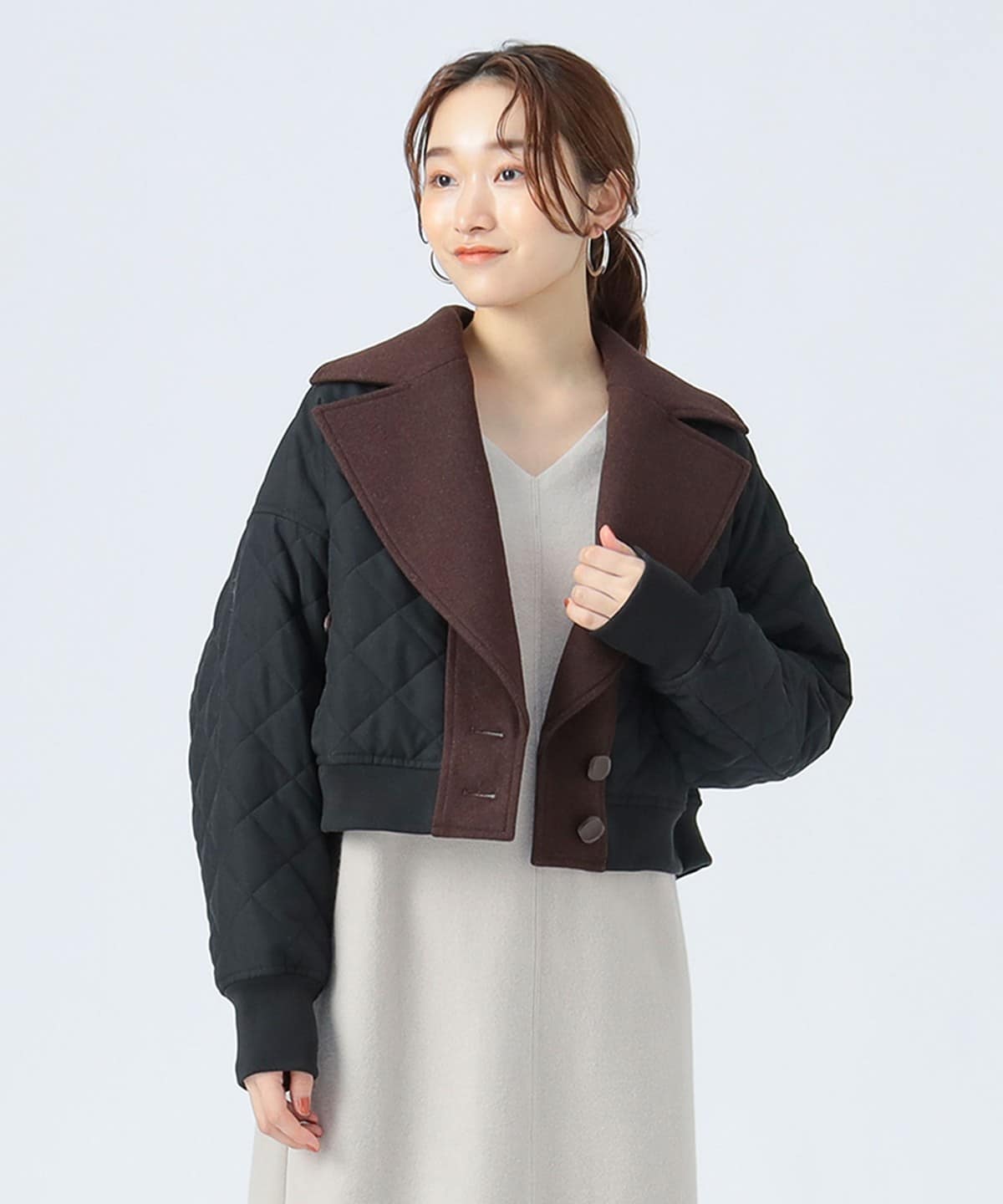 ビック襟 異素材 ブルゾン ブルゾン WOMEN BLACK ONE SIZE ビック襟 異素材 ブルゾン ブルゾン WOMEN BLACK ONE SIZE