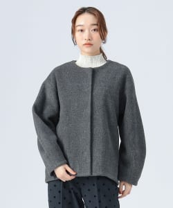 メランジ ノーカラー ジャケット