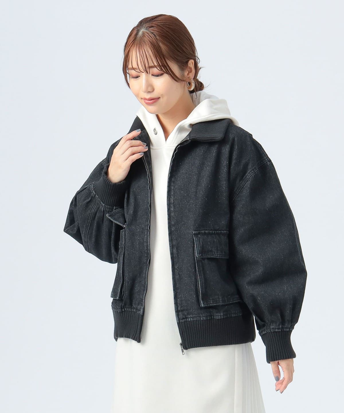 ダブル ポケット デニム ブルゾン ブルゾン WOMEN BLACK ONE SIZE ダブル ポケット デニム ブルゾン ブルゾン WOMEN BLACK ONE SIZE