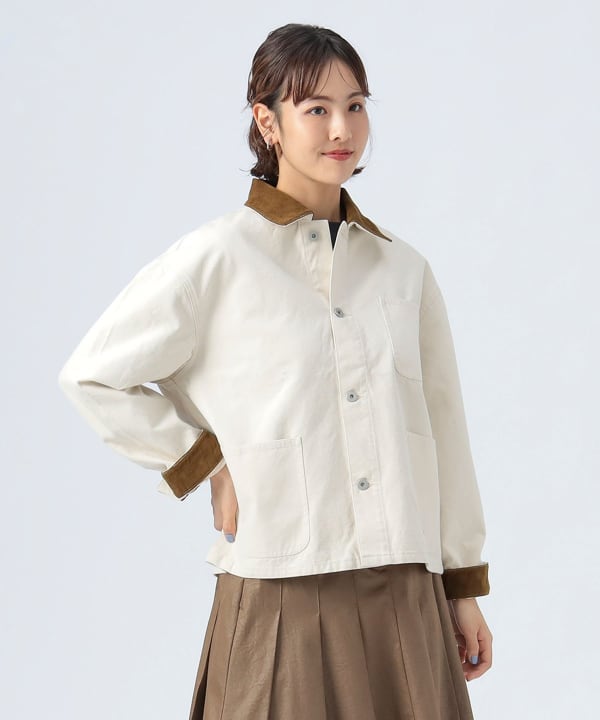 BEAMS ダークグレー コーデュロイ カバーオール BEAMS HEART（ビームス ハート）襟 コーデュロイ カバーオール