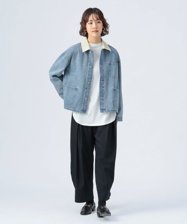 雰囲気良◆BLUEBLUE デニムカバーオール コーデュロイ襟 サイズ4 HRM BEAMS HEART（ビームス ハート）襟 コーデュロイ カバーオール