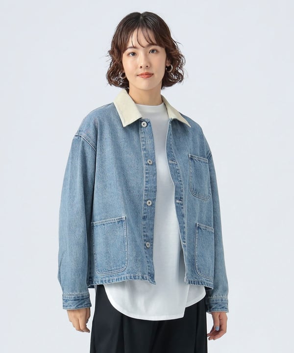 BEAMS ダークグレー コーデュロイ カバーオール BEAMS HEART（ビームス ハート）襟 コーデュロイ カバーオール