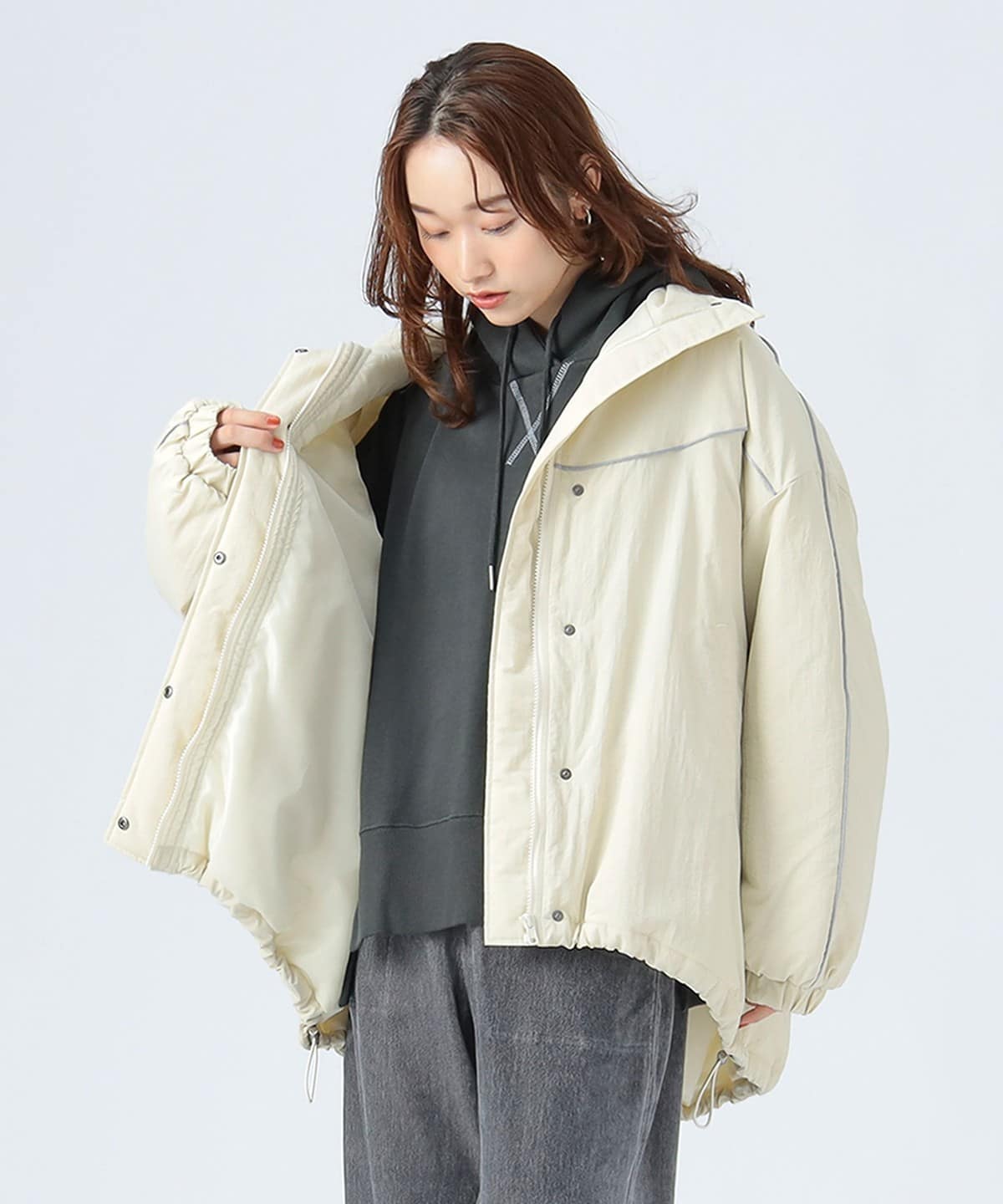 超美品✨BEAMS×KOMATSU✨高品質素材✨人気モッズコート 中綿入り IEDIT[イディット] 上品カジュアルが叶うポンチョ風デザインの着