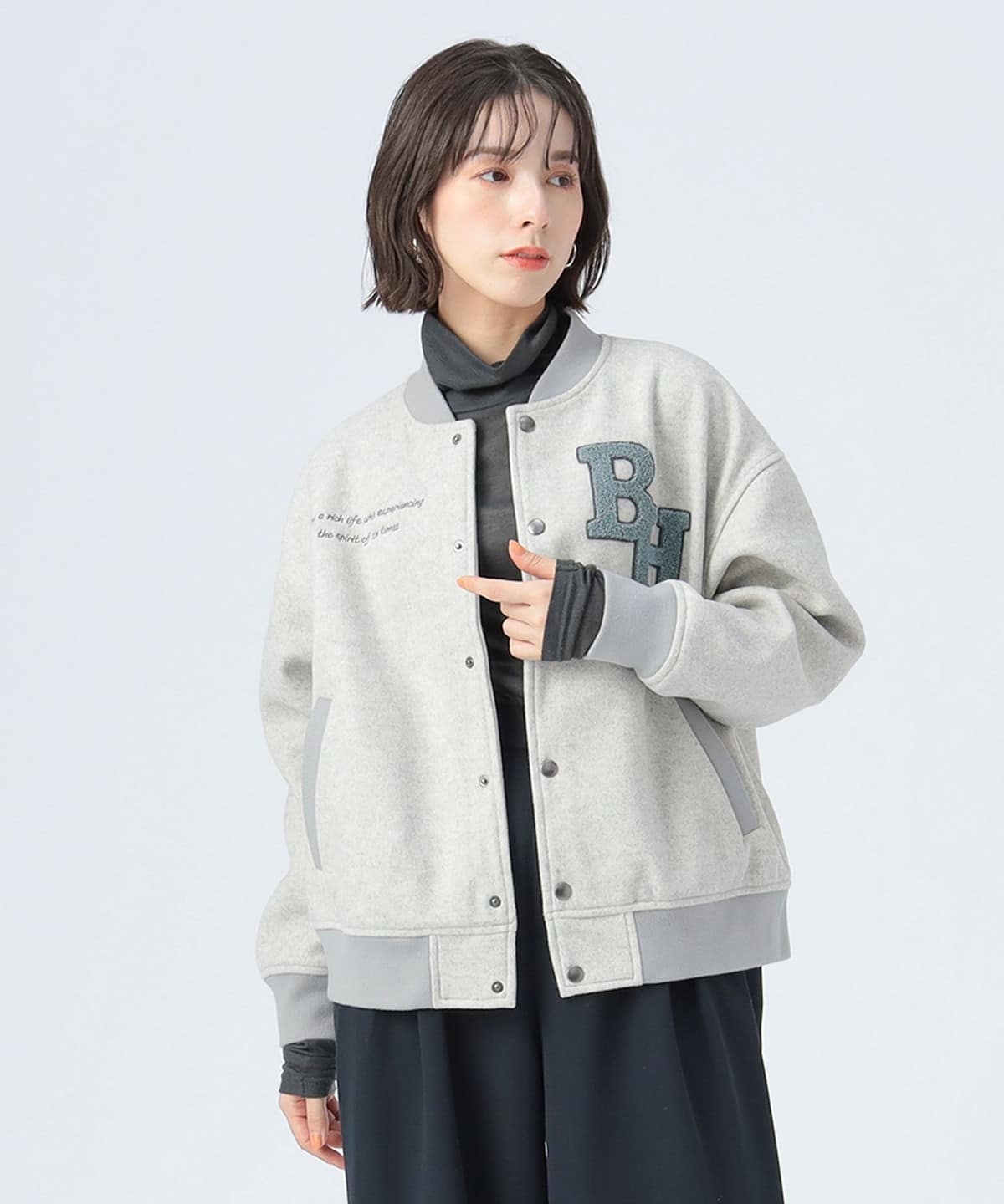 BEAMS BOY スタジャン グレー・ブラック 店頭でもご好評な若者から大人の男性まで着用いただけるB:MING by