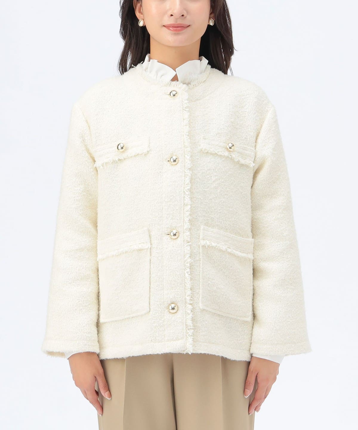 BEAMS HEART（ビームス ハート）フリンジ ツイード ジャケット