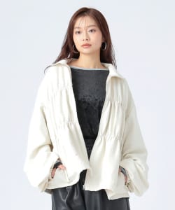 ドロスト ギャザー ジップ ブルゾン