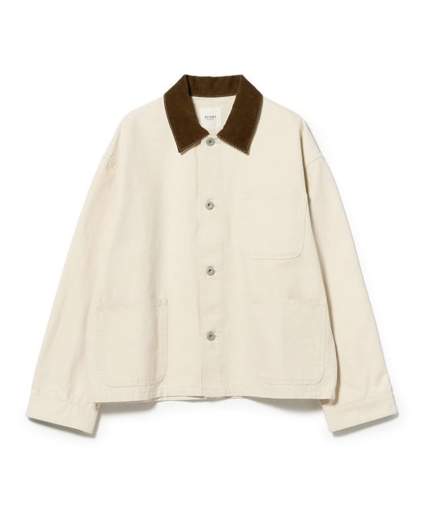 【10%OFFクーポン対象】襟コーデュロイ カバーオール ジャケット 襟と袖裏にあしらったコーデュロイ素材がアクセントに
