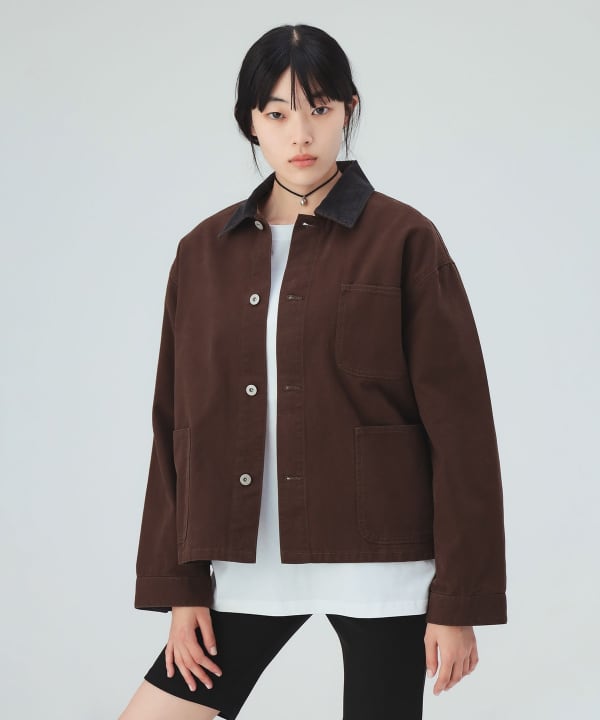 【10%OFFクーポン対象】襟コーデュロイ カバーオール ジャケット [H：169cm]