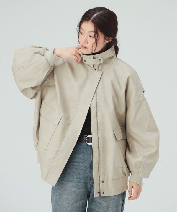 【10%OFFクーポン対象】ヴィンテージライク レザー ブルゾン 秋口から春先までロングシーズン大活躍する1着 [H：171cm Size：M]