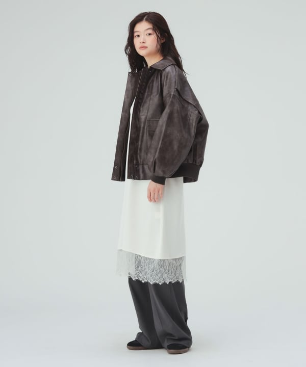 【10%OFFクーポン対象】ヴィンテージライク レザー ブルゾン [H：171cm Size：S]