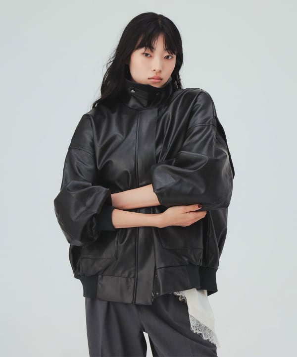 【10%OFFクーポン対象】ヴィンテージライク レザー ブルゾン [H：169cm Size：M]