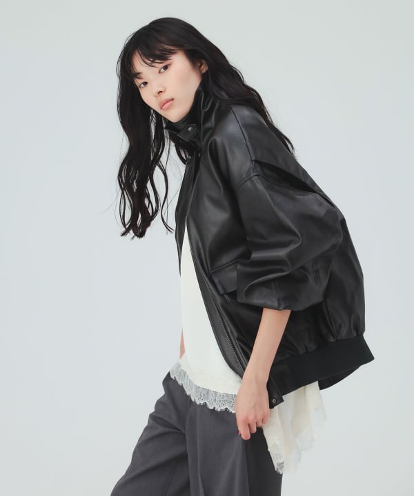 【10%OFFクーポン対象】ヴィンテージライク レザー ブルゾン [H：169cm Size：M]