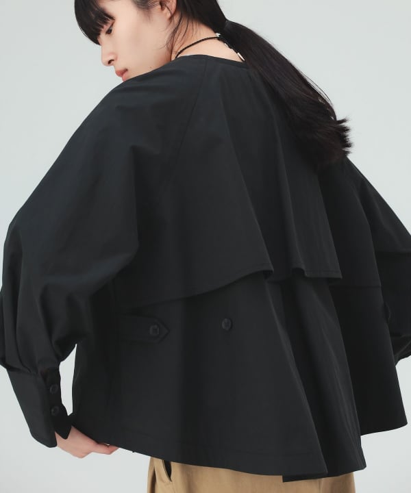 Back-flared collarless blouson