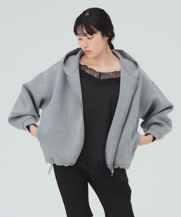 【10%OFFクーポン対象】ジップパーカー ブルゾン 上品なシルバージップが着こなしのアクセントに [H：169cm]