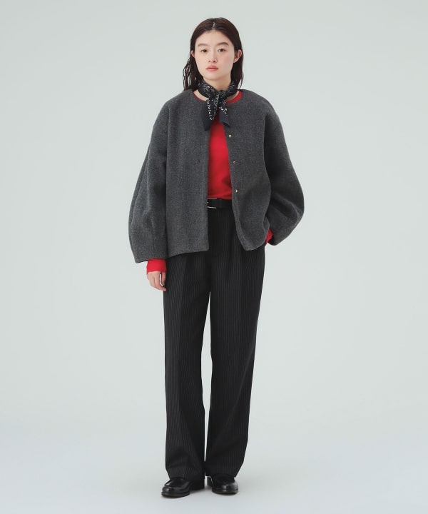 Melange Collarless Jacket [H: 171cm]