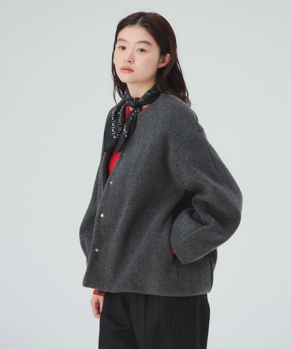 Melange Collarless Jacket [H: 171cm]