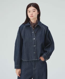 ジャカード ストライプ デニム ジャケット