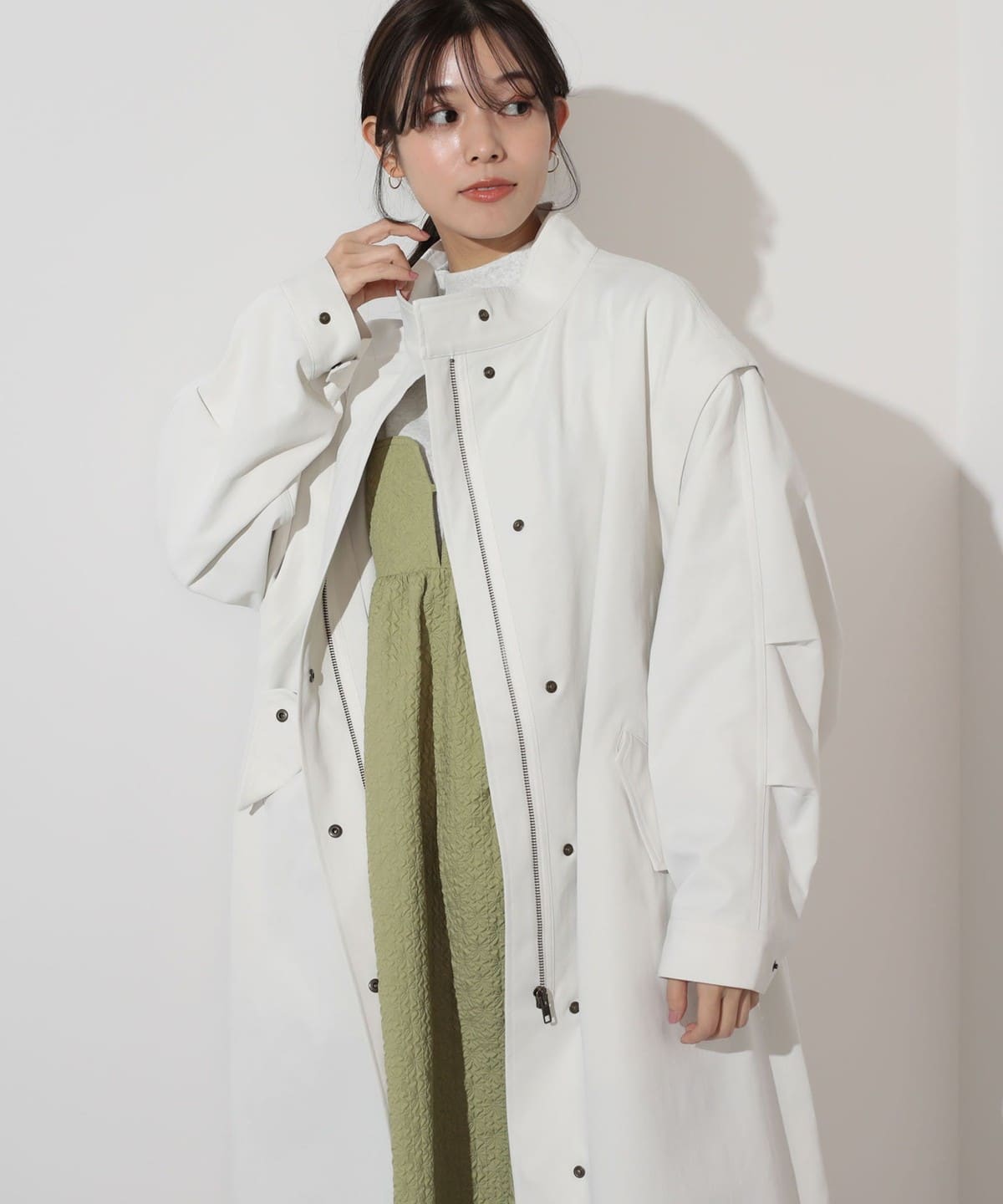 BEAMS HEART / 2WAY high neck mod coat