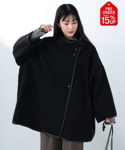 【+15%ポイントUP】パイピング ポンチョ風 コート