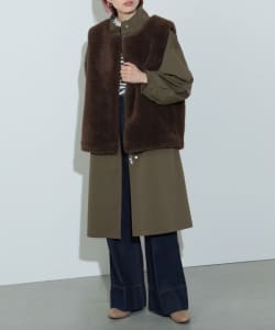 【10%OFF!!OUTER FAIR對象商品】BEAMS HEART / 女裝 羊羔絨背心 軍裝大衣 套組