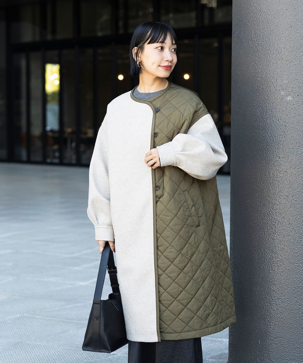 配色 キルティングコート コート WOMEN LIGHT BEIGE ONE SIZE 配色 キルティングコート コート WOMEN LIGHT BEIGE ONE SIZE
