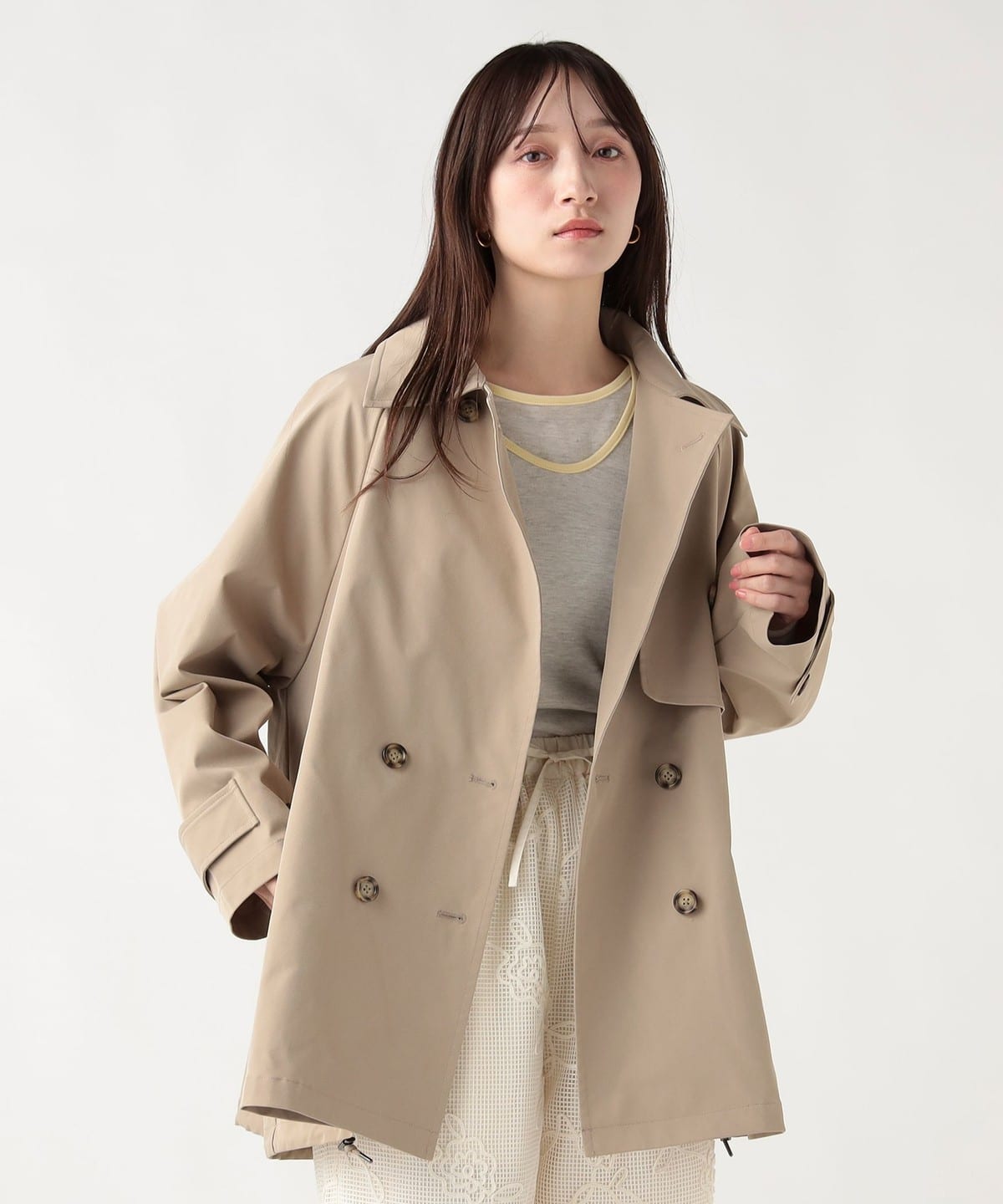 新品タグ付★BEAMS　ダブル ブレスト ミドル トレンチコート BEAMS HEART（ビームス ハート）【タイムセール】ダブル ブレスト