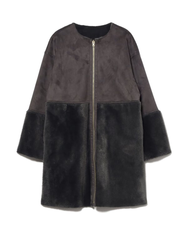 リバーシブル フェイクムートン コート 【新色】シックな印象のCHARCOAL