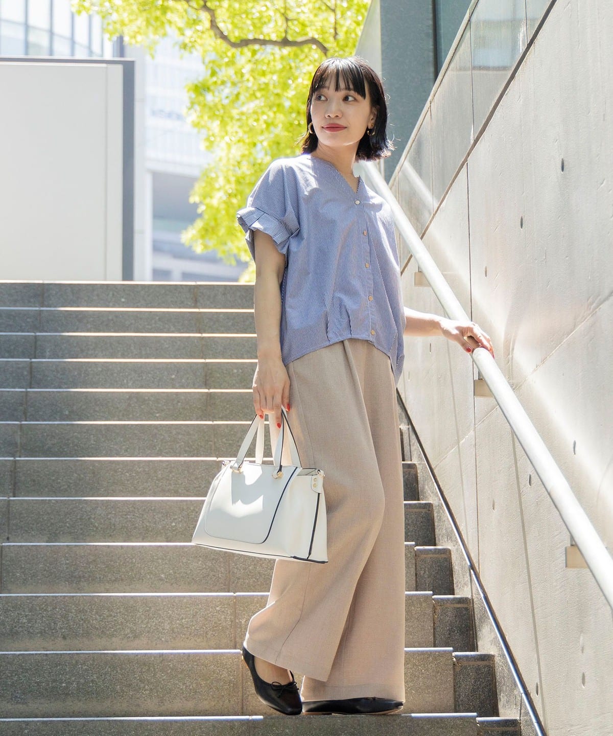 美品！BEAMS HEART　スーツセットアップ　L　ベージュ　イージーパンツ BEAMS HEART（ビームス ハート）【9/17再値下げ】リネンライク