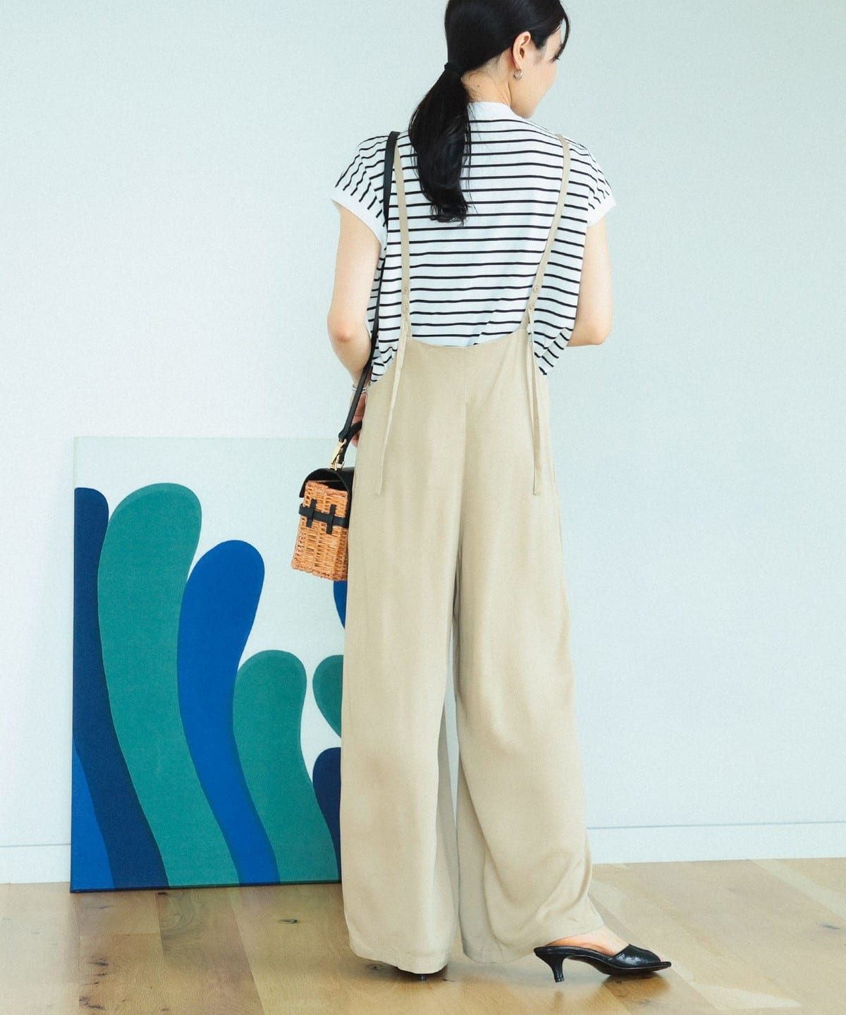 細サス付き ワイドパンツ パンツ WOMEN BEIGE M 細サス付き ワイドパンツ パンツ WOMEN BEIGE M
