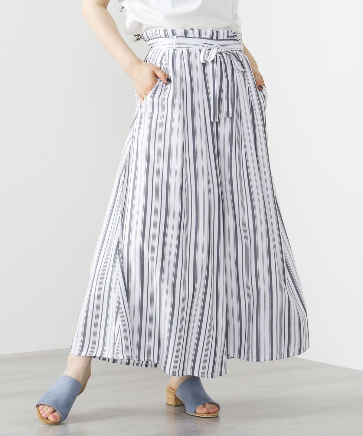 リボン付き アソート ワイドパンツ パンツ WOMEN STRIPE S リボン付き アソート ワイドパンツ パンツ WOMEN STRIPE S