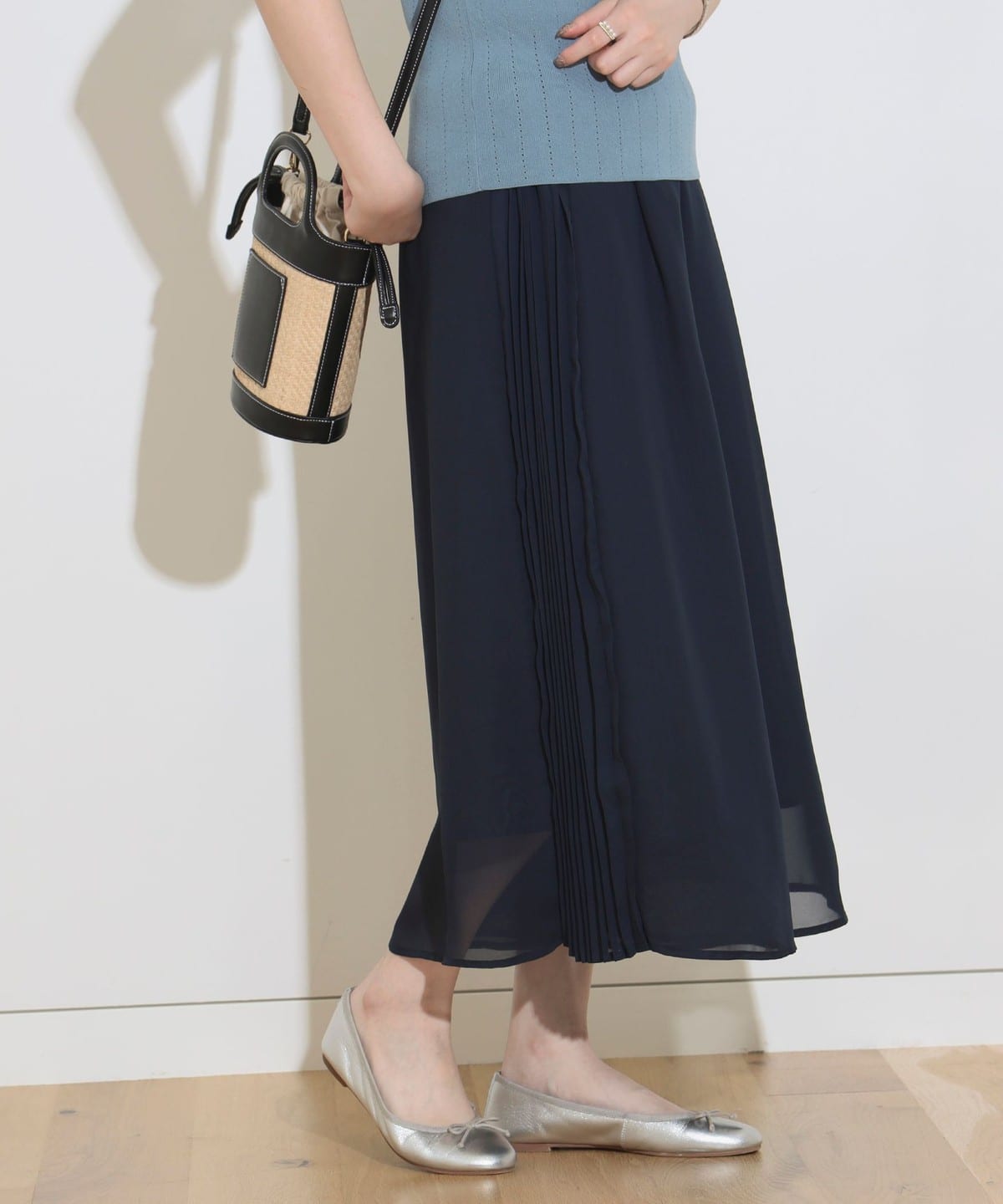 シフォンプリーツ ワイドパンツ(洗濯可) パンツ WOMEN NAVY ONE SIZE シフォンプリーツ ワイドパンツ(洗濯可) パンツ WOMEN NAVY ONE SIZE