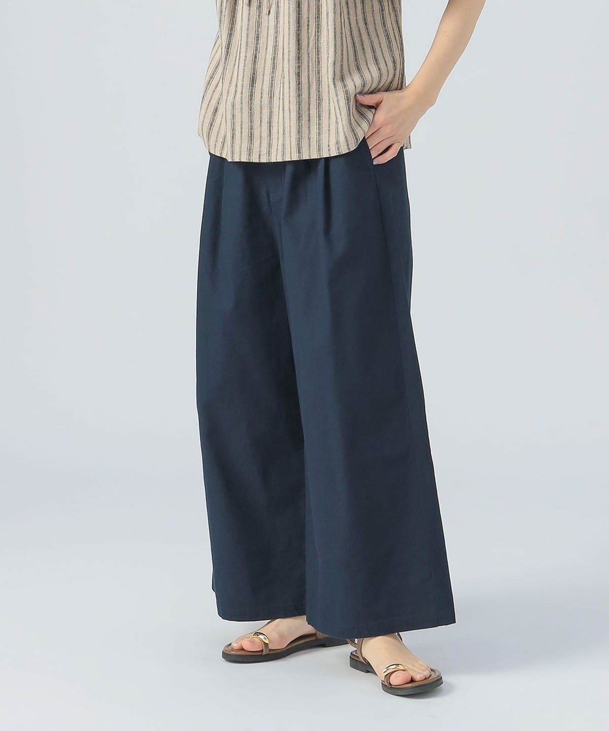 サイドベルト ワイドパンツ(S M・洗濯可) パンツ WOMEN NAVY M サイドベルト ワイドパンツ(S M・洗濯可) パンツ WOMEN NAVY M