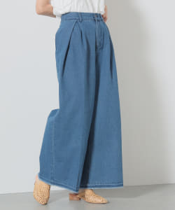 フリンジ タック ワイドデニムパンツ（S～M）
