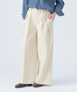 フリンジ タック ワイドデニムパンツ