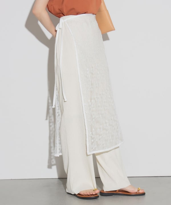 BEAMS HEART (BEAMS HEART) Wrap Lace Tulle Skirt x Self-Cut
